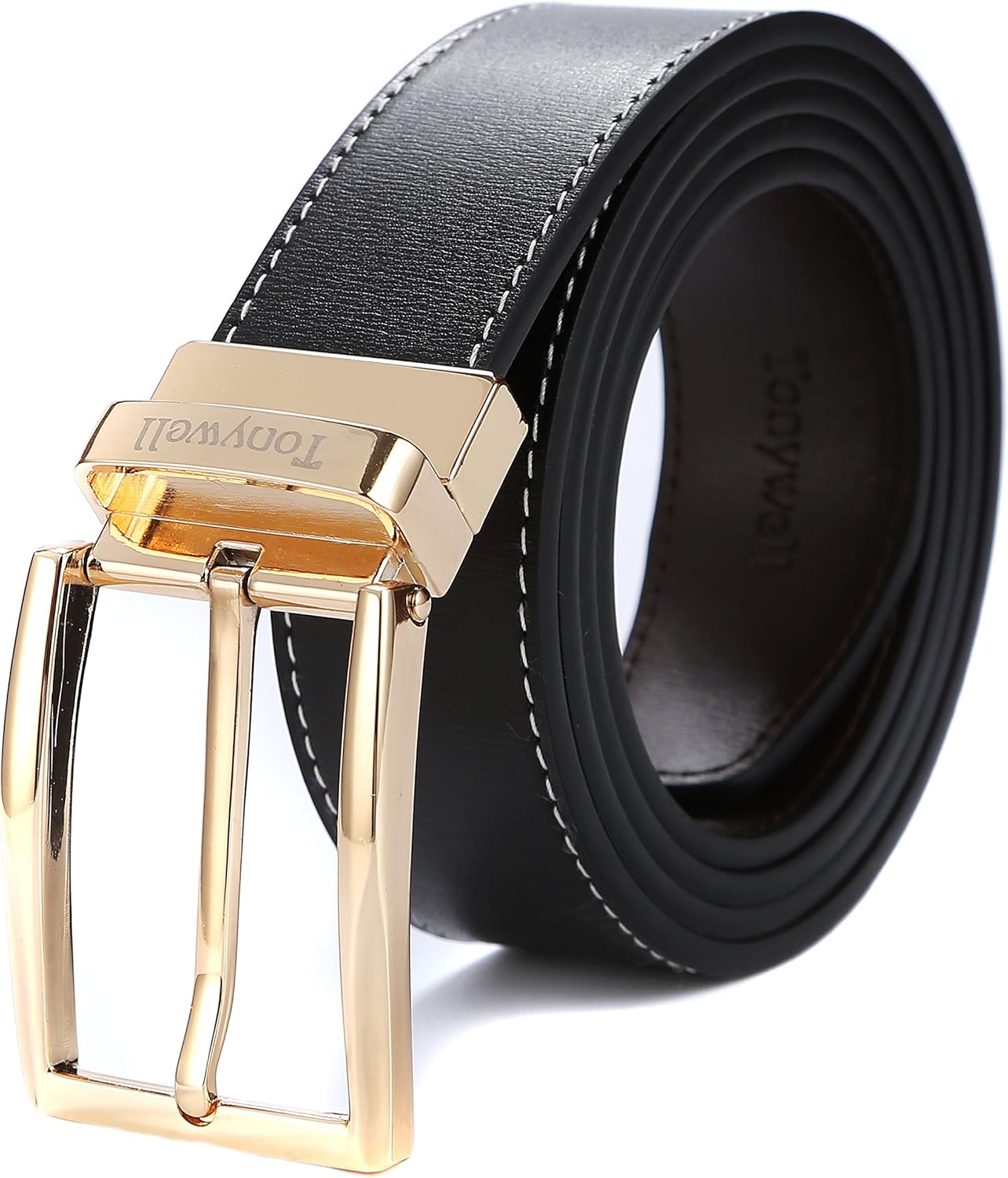 Tonywell Mens Dress Belt Leather Reversible 1 3/8 wide Removable