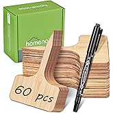 Homenote Bamboo Plant Labels 60Pcs Plant Tags for Seedling T-Type Tags for Plants Outdoor Garden Markers Vegetable Seedling(2.36 * 4“)