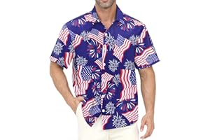 GAVLIUU Hawaiian Shirt for Men with Pocket - Button Down Wrinkle-Resistant for Beach, Pool Parties (S-4XL)