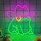 Cowboy Frog Neon Sign, Cowboy Toad Led Signs for Wall Decor, Dimmable Neon Light Sign for Bedroom, Game Room, Kids Room, Bar Decoration, USB Powered Light Up Signs for Party Decor