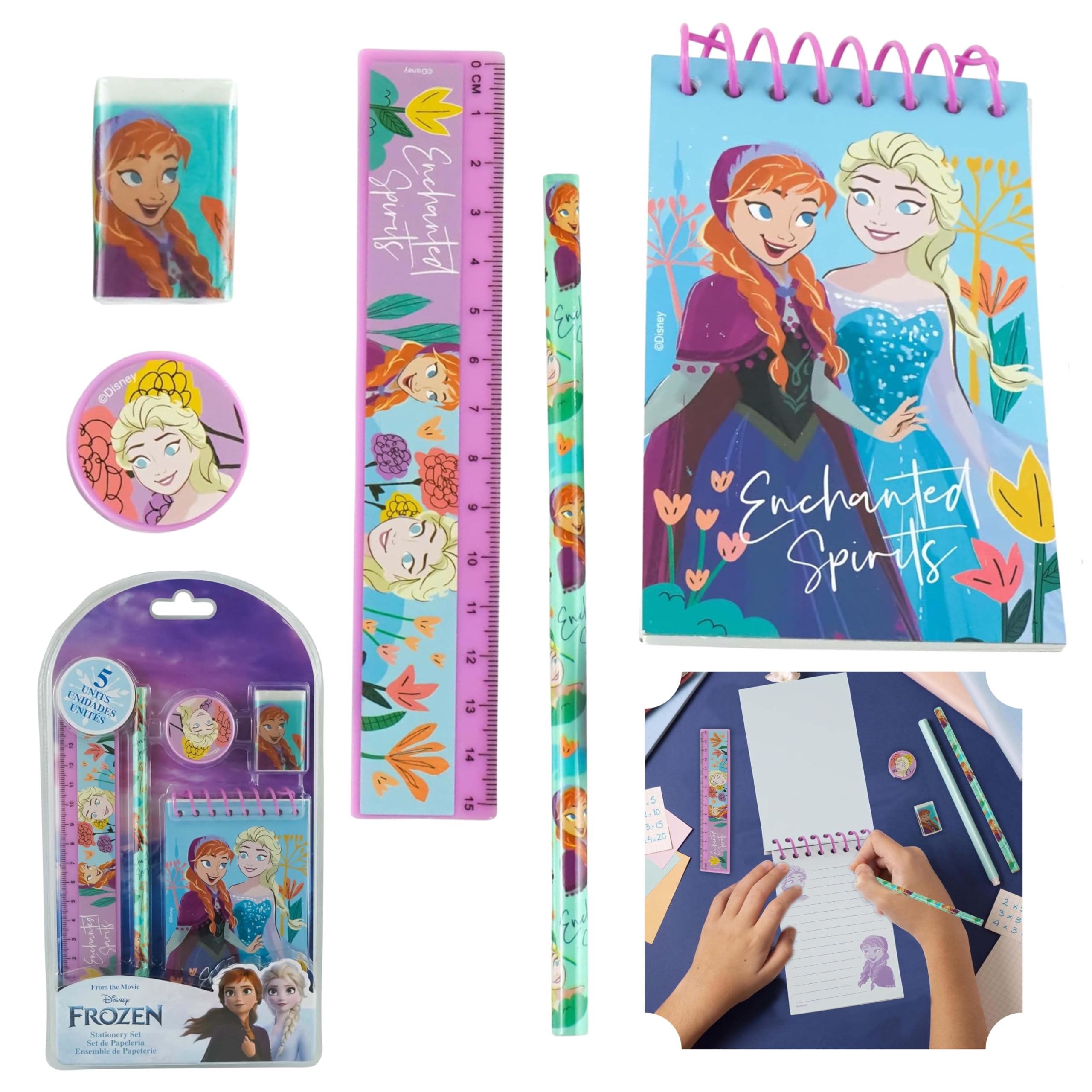 5PCs Frozen Stationary Set for Girls| Kids Girls Notebook and Pen Set| Frozen Themed Party Gift for School Going Kids 3-12Years