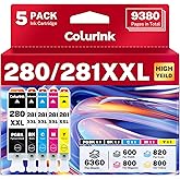 280 281 Ink Cartridges Replacement for Canon TR8620a Ink Combo, PGI-280XXL CLI-281XXL PGI 280XXL 281XXL 280 XXL Smart Ink for Color Printers Pixma TR8600 TR8520 TR8620 TR8622a TS9120 TS9521c (5 Packs)