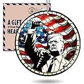 Patriotic Fist Christmas Ornament – Stained Glass American Flag Design | Republican Holiday Decoration, Conservative Gag Gift, Political Tree Keepsake, Funny Stocking Stuffer