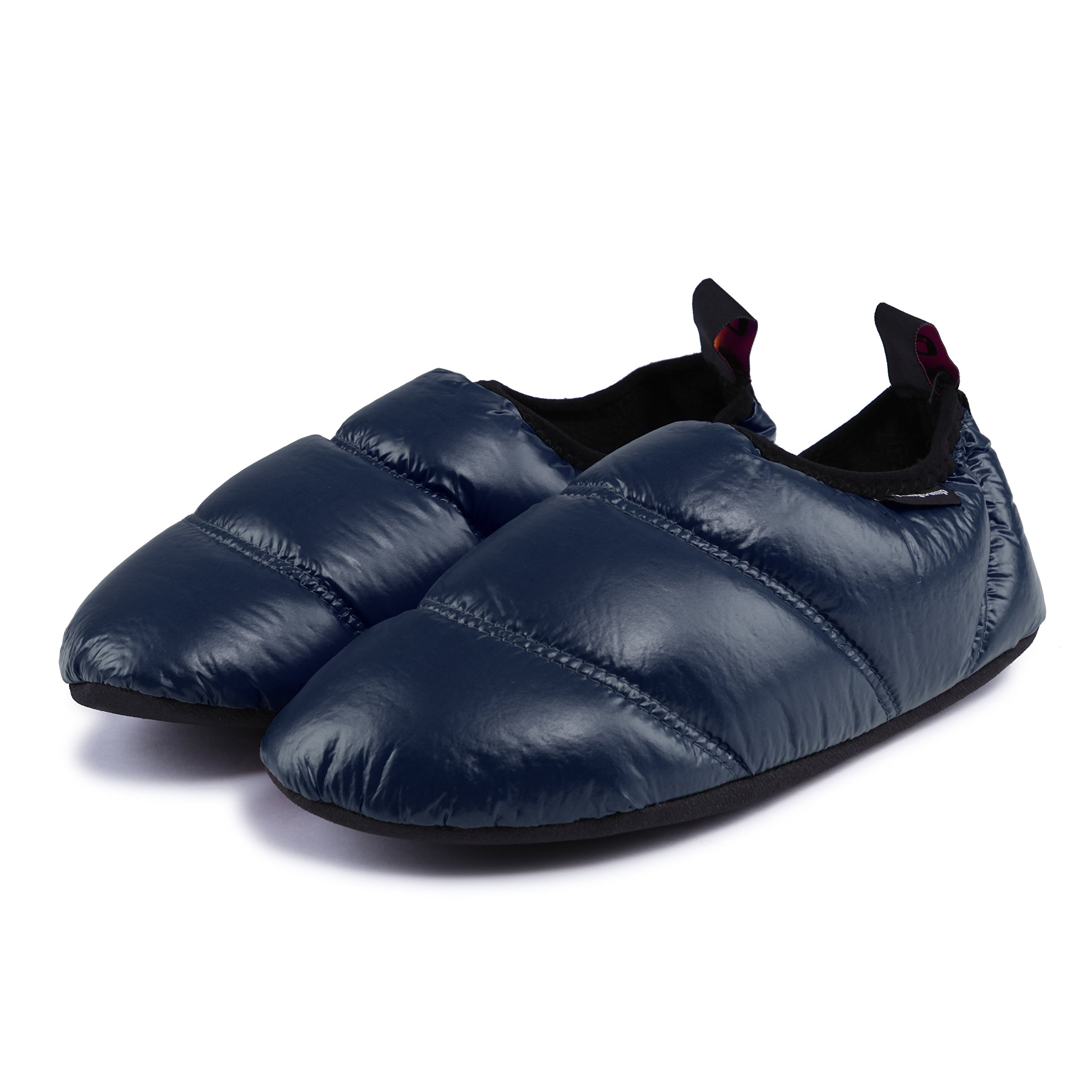 KingCamp Unisex Warm Soft Slippers With Slip Resistant Rubber Sole and Carry Bag (8.5-9, Navy)