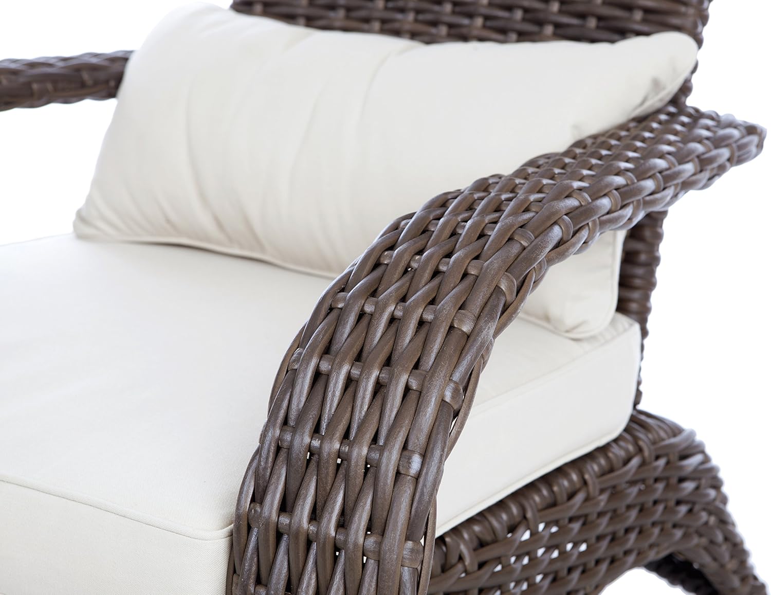 Patio Sense Deluxe Coconino Wicker Chair | All Weather Wicker | Beige Cushion and Lumbar Pillow | Adirondack Style Armchair | For Porch, Lawn, Garden, Backyard, Balcony, Deck, Pool, Indoor, Outdoor |: Home & Kitchen
