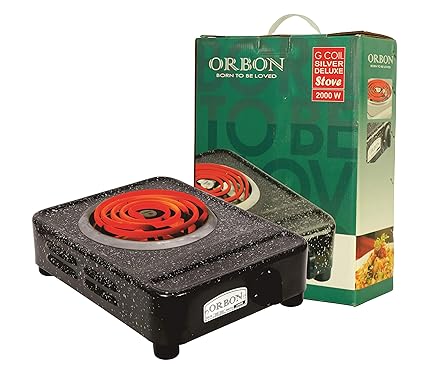 ORBON 2000 Watt Big Rectangular Marble Vitreous Black G Coil Stove Hot Plate Induction Cooktop/Induction Cookers/Electric Cooking Heater/Induction Radient Cooktop ( MADE IN INDIA )( HUGE DIWALI DISCOUNT & FREE SHIPPING )