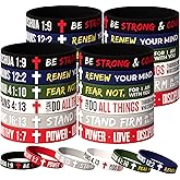 DaikeAion 60pcs Bulk Christian Silicone Wristbands with Inspirational Bible Verse – Scripture Bracelets Church Gifts, Sunday School Prizes, Party Favors