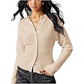 GORGLITTER Women's Button Up Cinched Waist Cropped Cardigan Sweater 2025 Fall Long Sleeve Slim Trendy Knitwear Tops