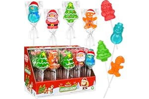 TWINKLE BITES 40 Pack Christmas Lollipops - Individually Wrapped Holiday Themed Lollipops - Santa, Tree Snowman, Gingerbread, Designs & Delicious Flavor -Bulk Christmas Candy Use For Stocking Stuffers, Party Favor, Classroom & Office Treats, Candy Jar Fillers