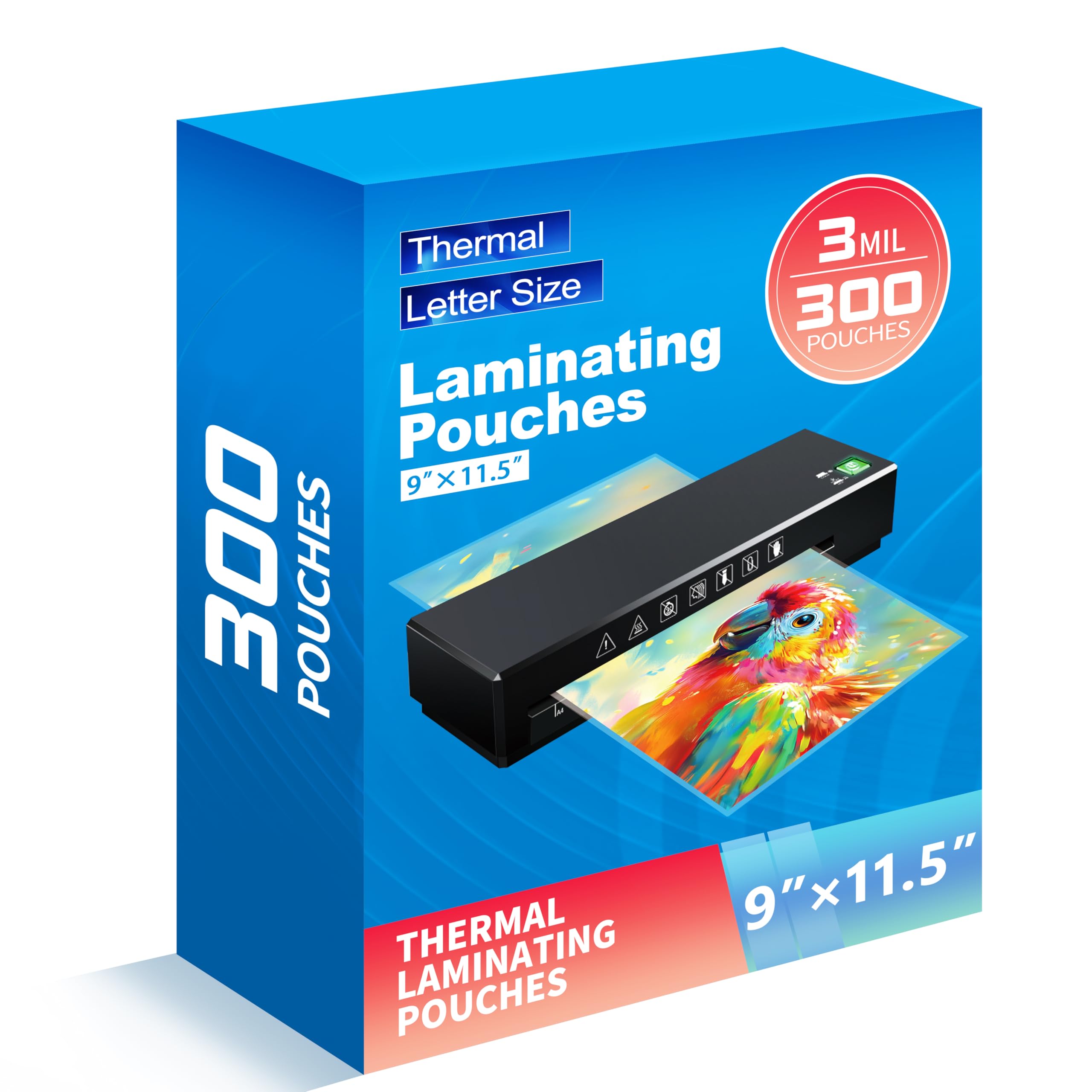 Photo 1 of 300 Pack Laminating Sheets,3 Mil,9"x11.5" Inches for Use with Thermal Laminators,Clear,Letter Size,Office and School Supplies
