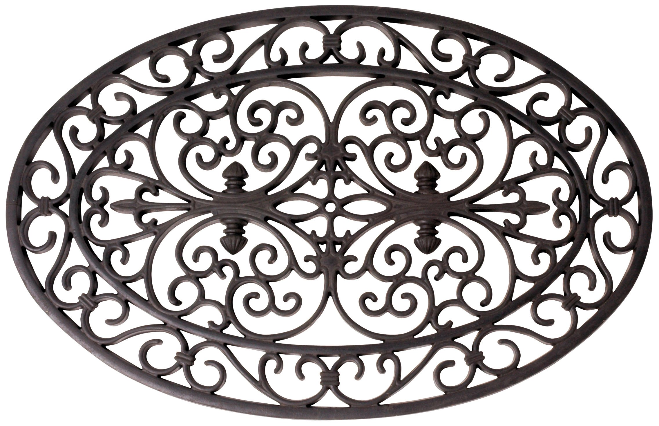 Esschert Design Rubber doormat oval 70x46cm, RB05, Rubber, 70x44x1,5 -, Black