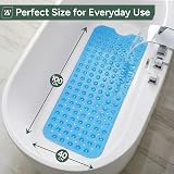 Zuvo Non-Slip Bath Mat Extra Long 100 x 40cm Blue with Suction Cups view 2