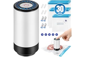 Billty Handheld Vacuum Sealer, 3rd Generation Vacuum Sealer for Food + 30 Sous Vide Bags