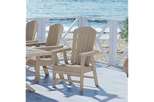 WestinTrends Dylan Outdoor Patio Shell-Back Adirondack Dining Chair Weather Resistant Weathered Wood