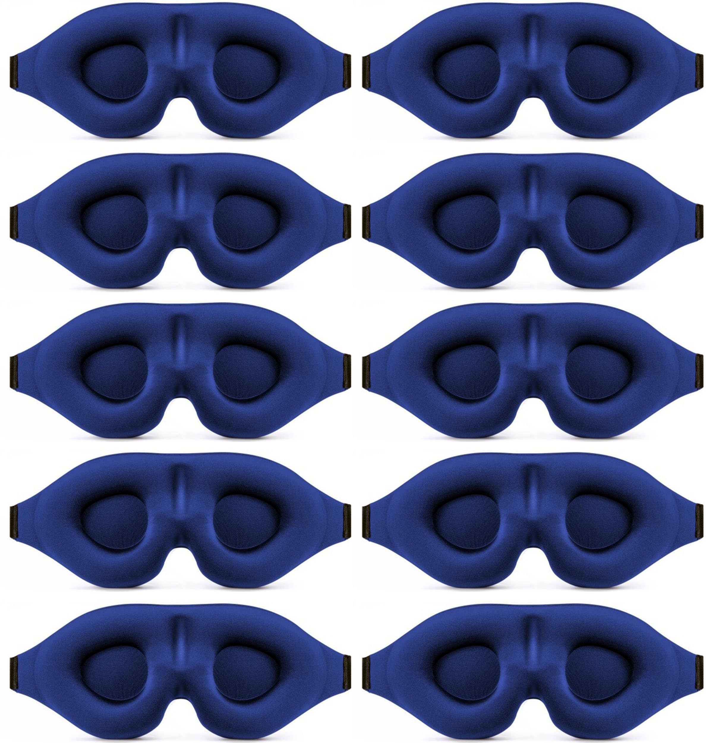 Photo 1 of 10 Pack Sleep Mask Blackout 3D Sleeping Mask Super Lightweight Soft Mask for Night Sleeping,Office, Travel,Party Games (Blue)