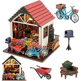 Roine Lxux DIY Miniature Dollhouse Kit | 3D Wooden House Model Puzzle with LED Lights for Beginners, Bookshelf Decor, DIY Craft Hobby Gifts for Teens