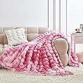 Serenhom 60x80 Inches Ultra-Soft Fuzzy Faux Fur Plush Twin Size Blanket - Thick, Warm Sherpa for Couch, Sofa, Bedroom, Camping - Decorative Blanket for Cozy Warmth, Bubble Pink Tie Dye