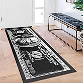 DVKKHD 100 Dollar Bill Runner Rug for Hallway Black and White Area Rug for Bedroom Modern Non Skid Money Rug Cool Indoor Wash