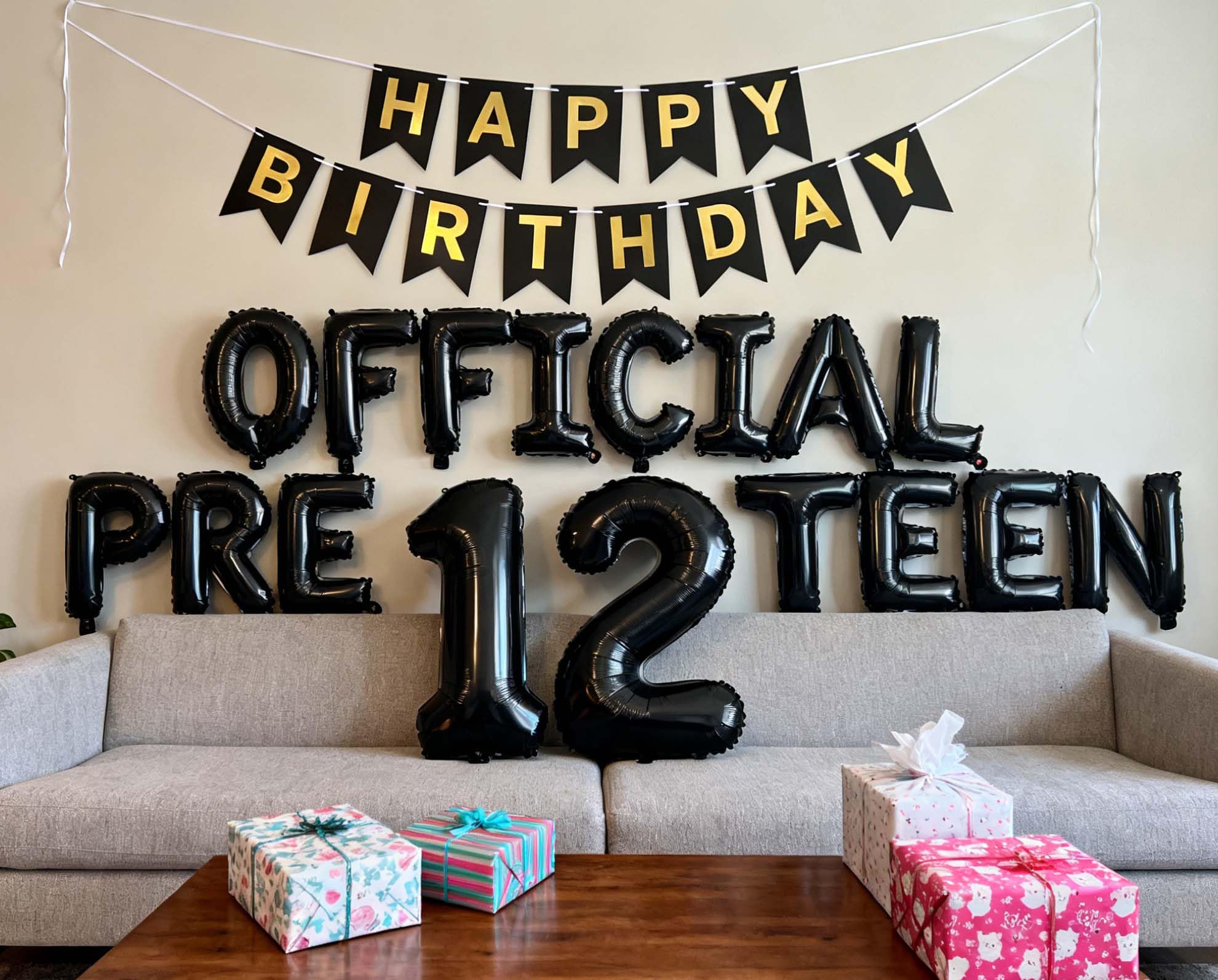 Photo 1 of 12th Birthday Decorations for Boys, Happy 12th Birthday Banner Official Pre-Teen Balloons Foil Balloons for 12 Years Old Birthday Anniversary Supplies Boys (12th Black)