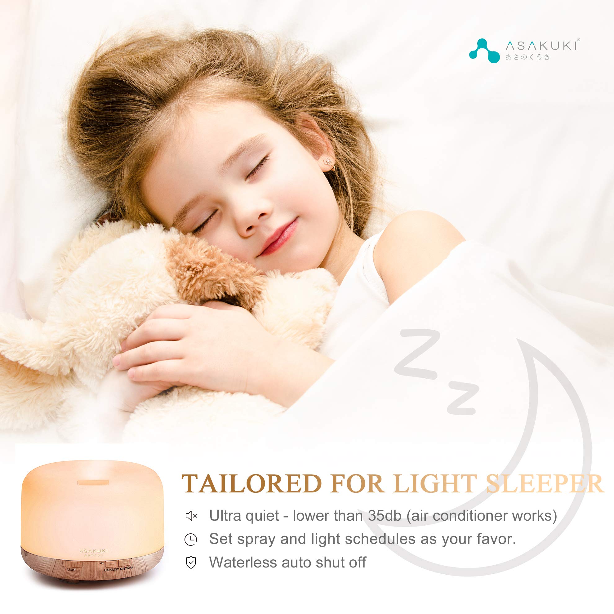 ASAKUKI Smart Wi-Fi Essential Oil Diffuser, App and Voice Control Compatible with Alexa, 500ml Aromatherapy Humidifier for Relaxing Atmosphere in Home Office Bedroom