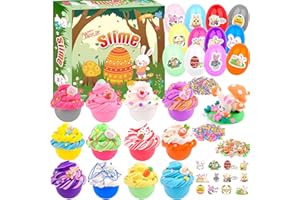 WUJYLY 12-Pack Easter Egg Slime Kit – Stretchy, Scented, Colorful Slime for Kids – Perfect Easter Basket Stuffers, Egg Hunt Prizes, Party Favors, and Holiday Activities