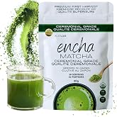 Encha Matcha Powder, Organic Ceremonial Grade, 60g/2.12oz | Premium Japanese green tea powder, first harvest, stone-ground, s