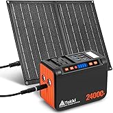 Takki 120W Peak Solar Generator Portable Power Station with 21W Panels, 88Wh Solar Charger Power Bank AC DC USB Ports for Cam