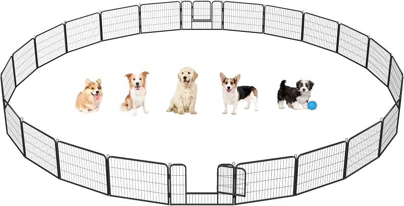 Yaheetech 24-Panel Heavy-Duty Dog Playpen 60cm High for Small Dogs
