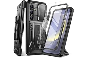 TONGATE Compatible with Samsung Galaxy S24 Plus Case with Slide Camera Cover and Screen Protector, Military Grade Shockproof Phone Case with Kickstand & Belt-Clip for S24 Plus Case 6.7", Black