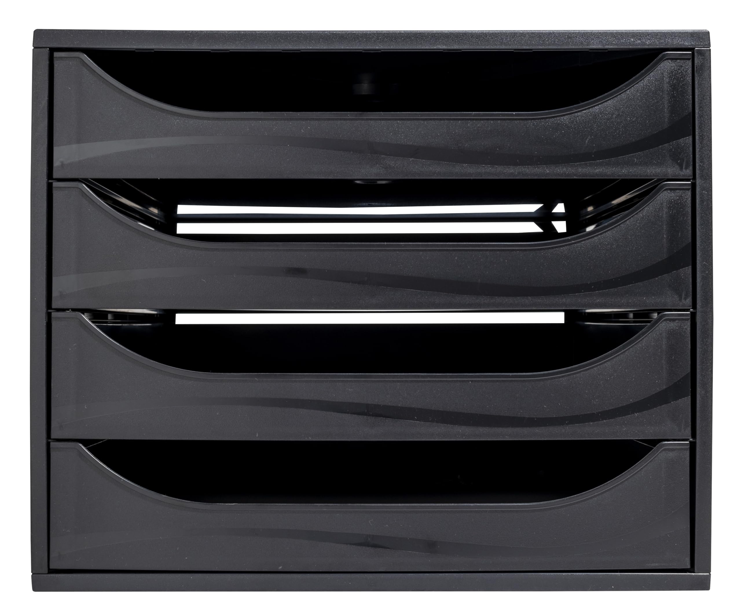 Exacompta - Ref 228014D - EcoBox Drawer Set - 248 x 284 x 234mm in Size, 4 Drawers, Suitable for A4+ Documents, Stackable, Safety Stop Feature - EcoBlack — image 1