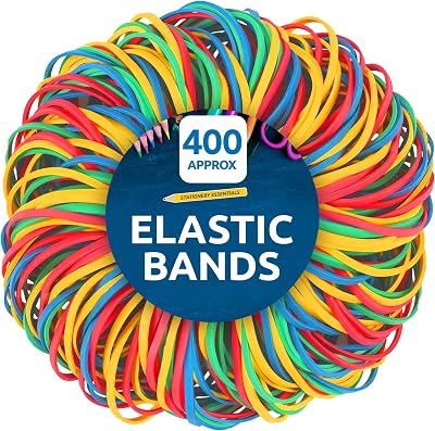 SOL 400pk Coloured Elastic Bands Thick Rubber Loops Assorted Sizes
