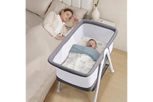 Bellababy Bedside Bassinet with Storage, Baby Bedside Crib Sturdy Construction, Baby Co-Sleeper Bed Breathable Mesh for Visib