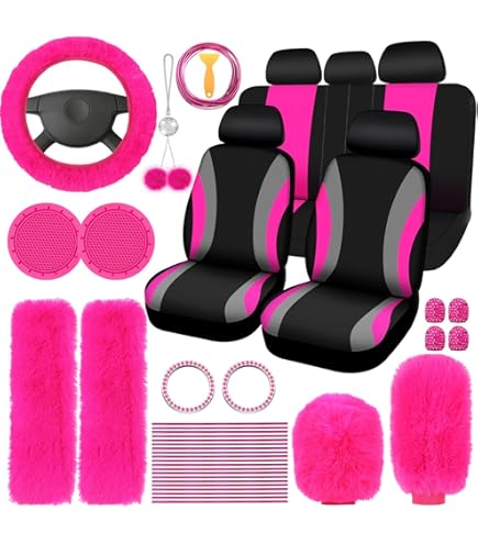 Pink Steering Wheel Cover Universal 13PCS 3D Air Mesh-100