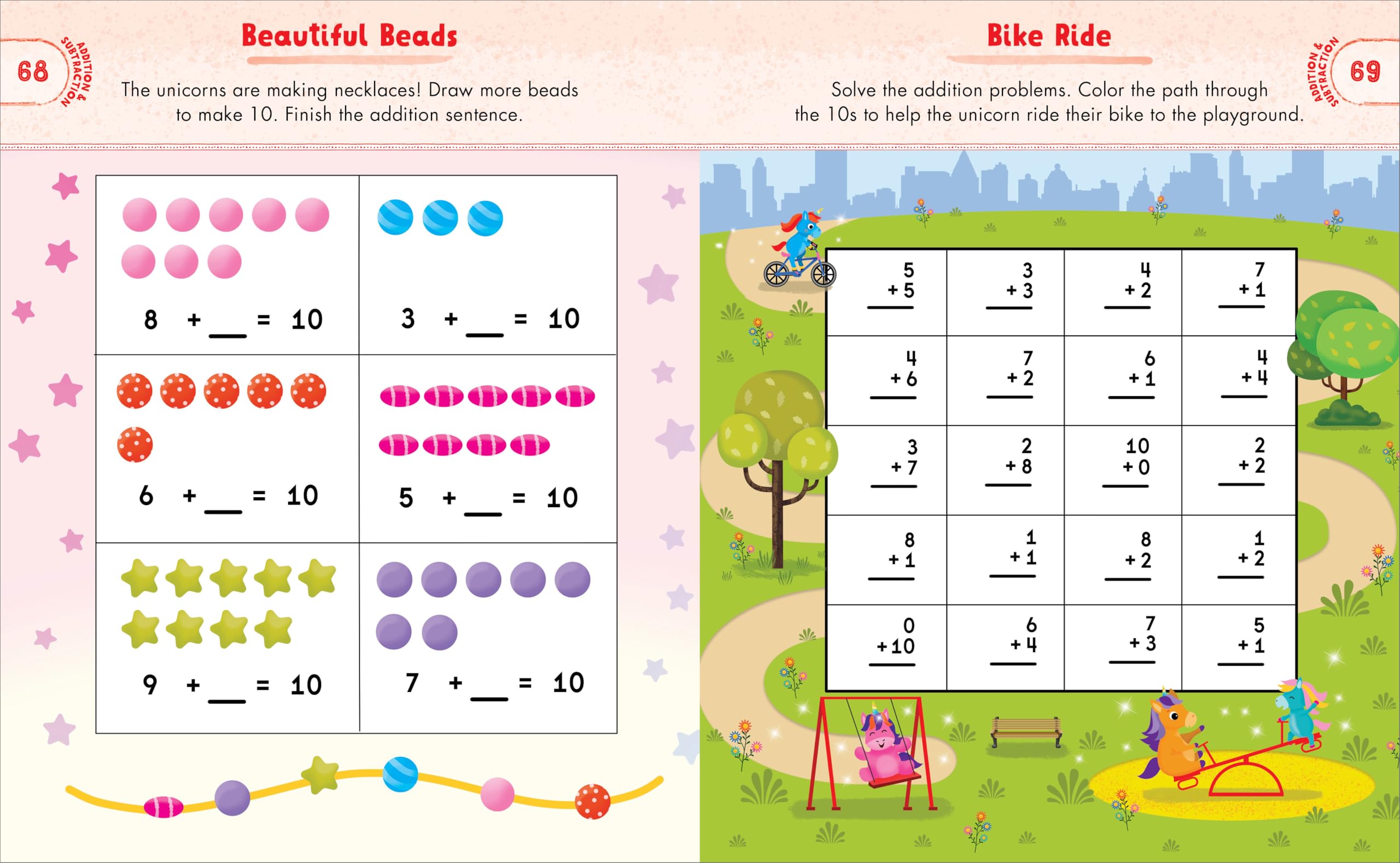 Kindergarten Activity Book Unicorns: 75 Games to Practice Early Reading, Writing, and Math Skills (School Skills Activity Books)