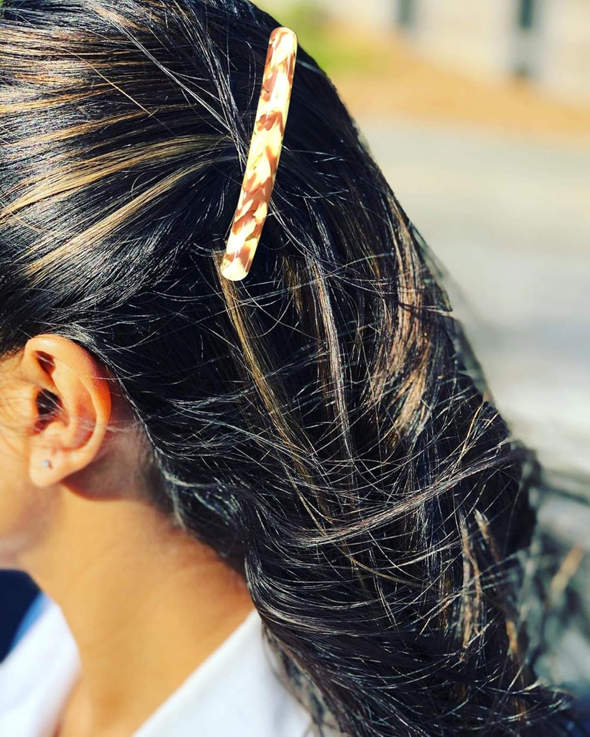 4 Pcs Skinny Hair Barrettes for Women, Colorful Small Barrette Clips for Thin Fine Hair, Celluloid Automatic French Hair Clips for Women Ladies : Beauty