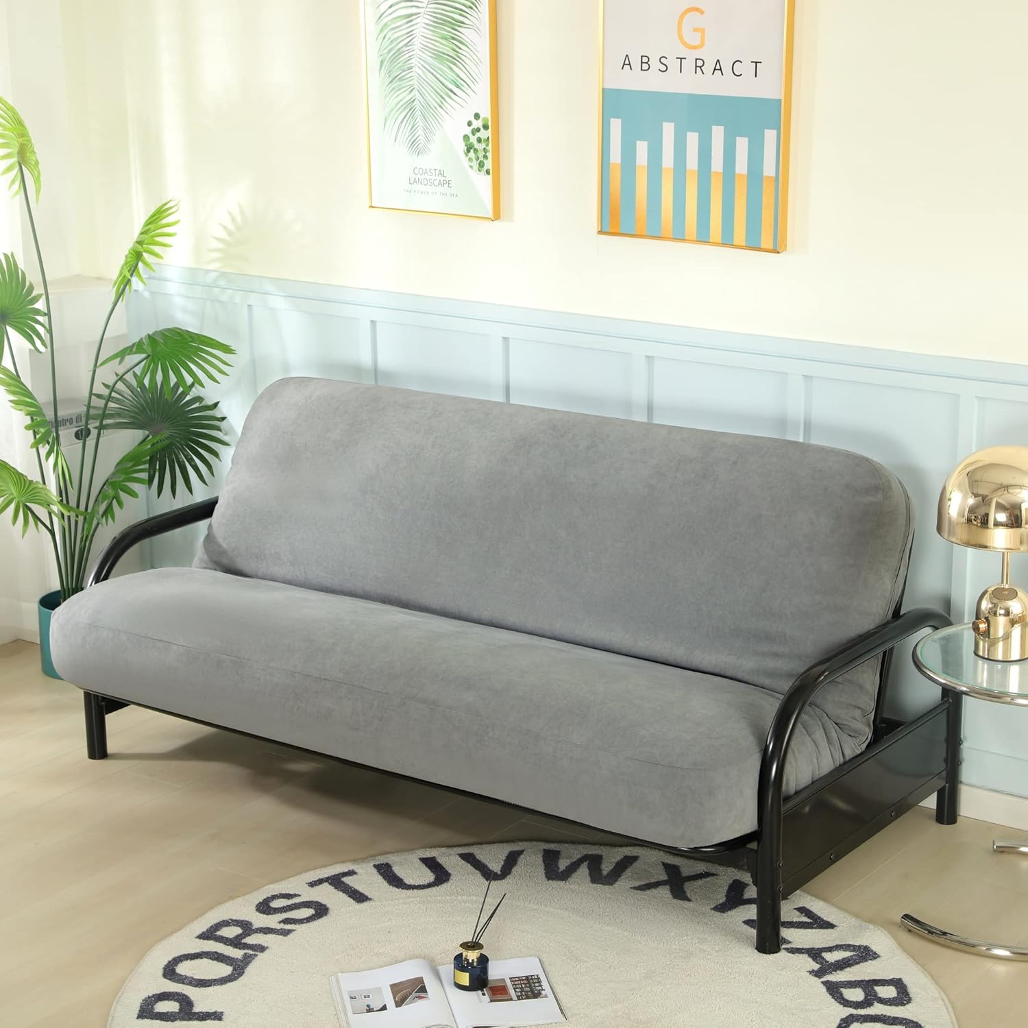 Slipcovers - OctoRose Full Size 54x75x8inch 3 Side Zipper Classic Soft Micro Suede Futon Cover/Slipcover/Sofa Day Bed Mattress Cover Couch Protector (Cover ONLY) (Grey)