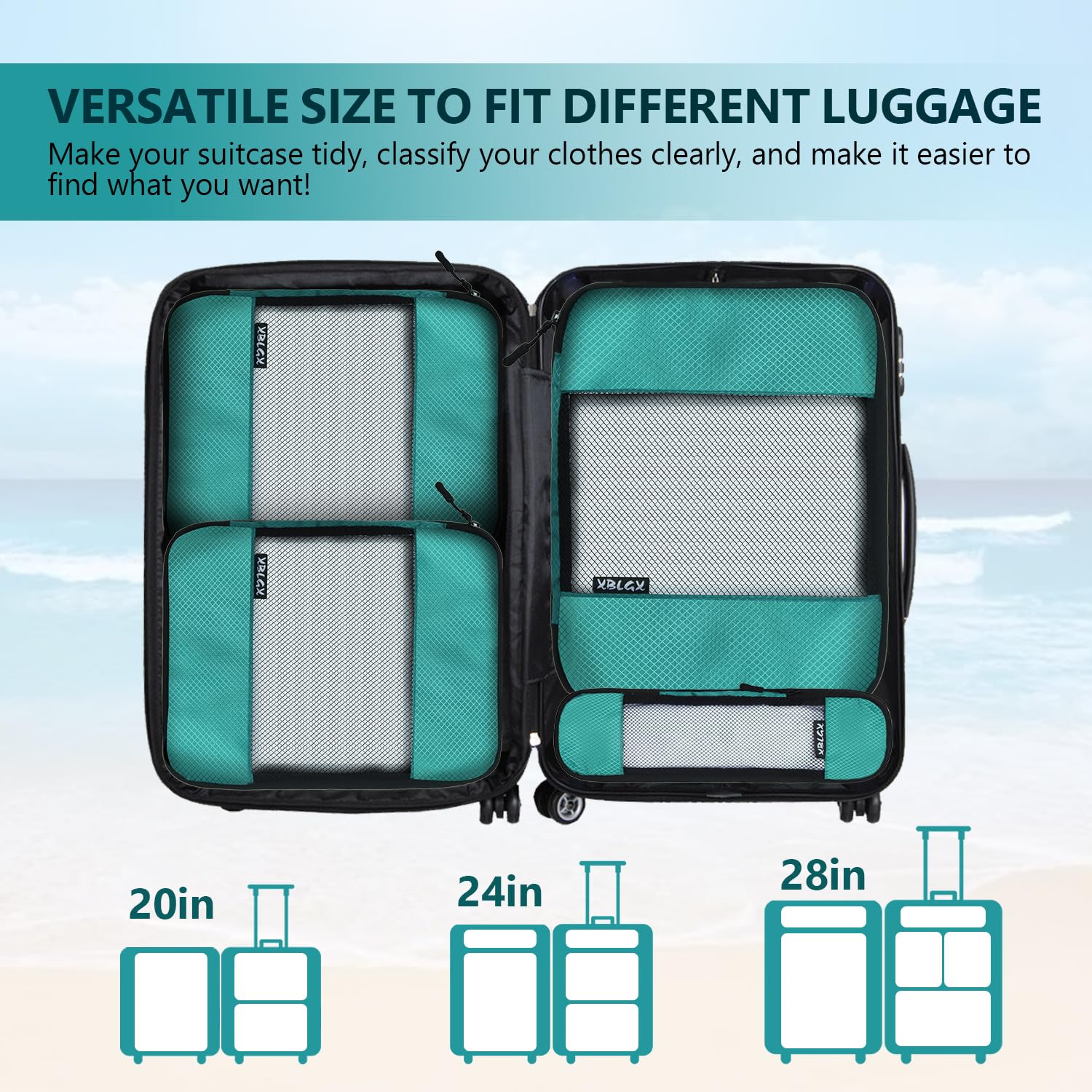 XBLGX Compression Packing Cubes for Suitcases,5 Set Travel Essentials, Lightweight Luggage Organizer Bags, Travel Cubes for Carry on