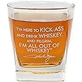 Whiskey Cocktail Glass with John Wayne Quote, Unique Bourbon Glasses, Perfect, Fun, and Ideal Gift for Dads or Grandfather, With Thick Bottom Double Old-fashioned - 10 oz