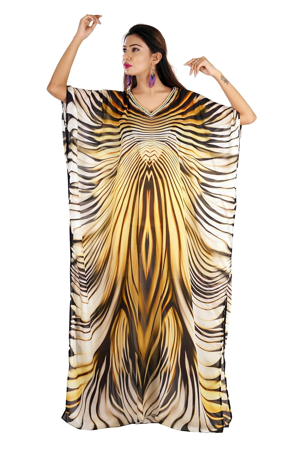 Silk kaftan online one piece dress on sale/jeweled/hand