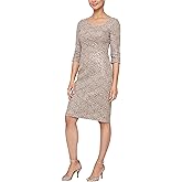 Alex Evenings Womens L Neck Knee Length Shift Dress