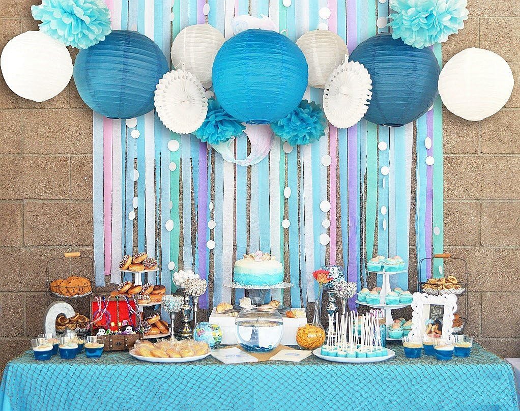 Sunbeauty Pack Of 13 Blue Beach Themed Party Paper Crafts