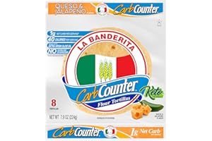 La Banderita Carb Counter® Queso & Jalapeño | 5.5" Size Flour Tortillas |Carb Friendly |Keto Friendly | 7.9 oz.| 8 Count (Pack of 4)