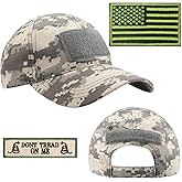 GES Tactical Hat for Men Adjustable Operator Cap with Hook and Loop Panels, Includes USA Flag Patches, Military Baseball Cap