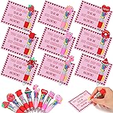 Tinlade 36 Set Valentines Day Multicolor Pen and Card Valentine's Day Classroom Exchange Gift with Greeting Card and Retractable Multicolored Pen