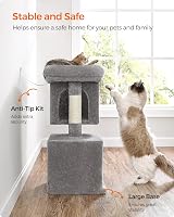 Feandrea Cat Tree Tower 74 cm M Large Perch 2 Caves Scratching Post Grey view 9