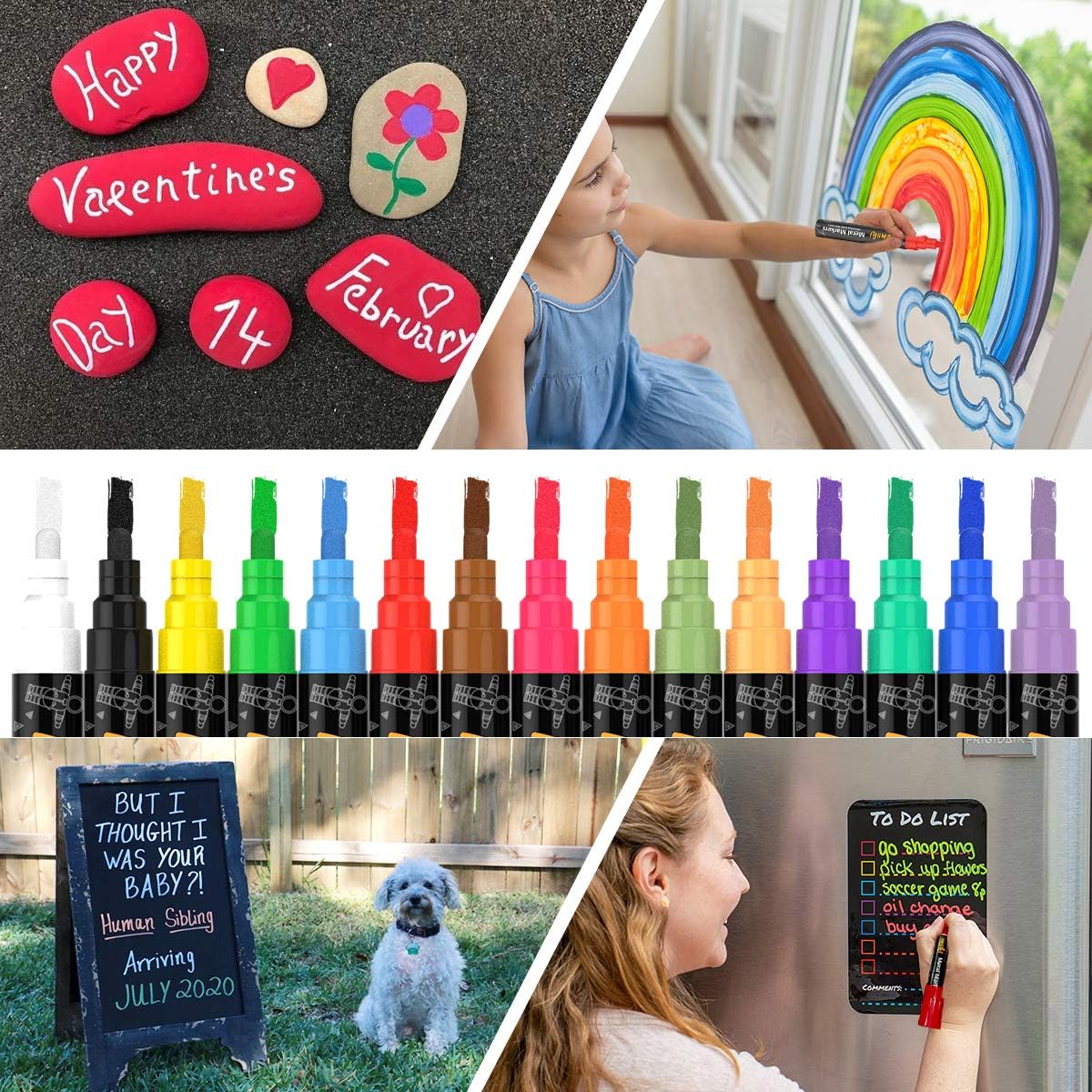 Lenski 12 Chalk Pens for Blackboards, 6mm Liquid Chalk Marker, Best Gift for Kids Chalk Pen for Glass Windows Mirrors - Image 4
