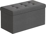 SONGMICS Mazie Collection Storage Ottoman Bench 76 cm Dark Grey LSF84GYZ