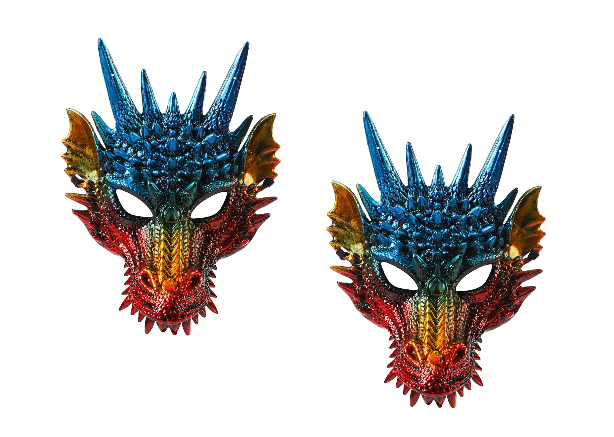 Komonee 2 x Dragon Colour Mask Halloween Adult Drake Lizard Costume Party Game Unisex Fancy Dress Up GOT Outfit Dungeons Thrones — image 1