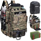 Goture Fishing Backpack with 4 Tackle Boxes,900D Water-Resistant Tackle Backpack with Rod Holders,Sunglasses Case,45L Large Storage Gear Bag with Rain Cover,Bottle Holder for Travel Camping Hiking