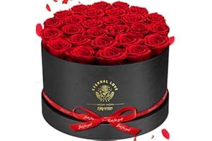 Impouo Forever Flowers, 27 Roses in A Box, Real Preserved Roses, Birthday Gift for Women, Mother's Day, Anniversary, Red Rose